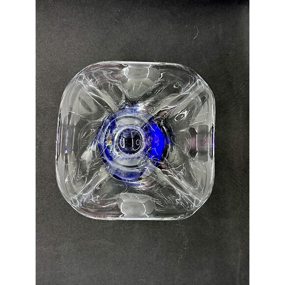 Hand Blown Art Glass Bowl Controlled Bubbles Wavy Pedestal Polished *flaw* - Picture 6 of 12